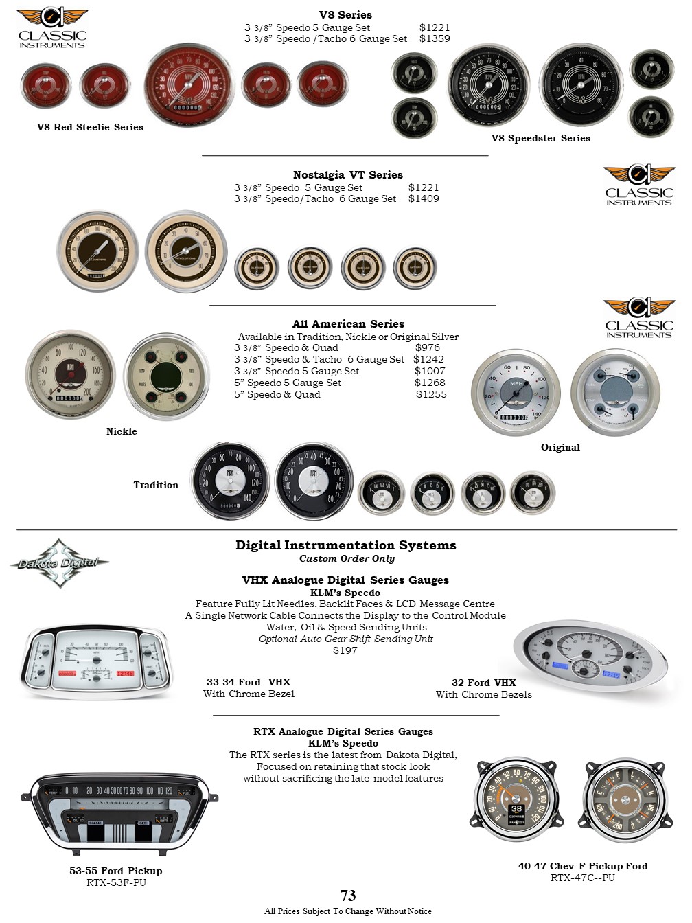 Car Dash and Gauge Instruments, Dash Panels, Indicator Lights, Sending ...